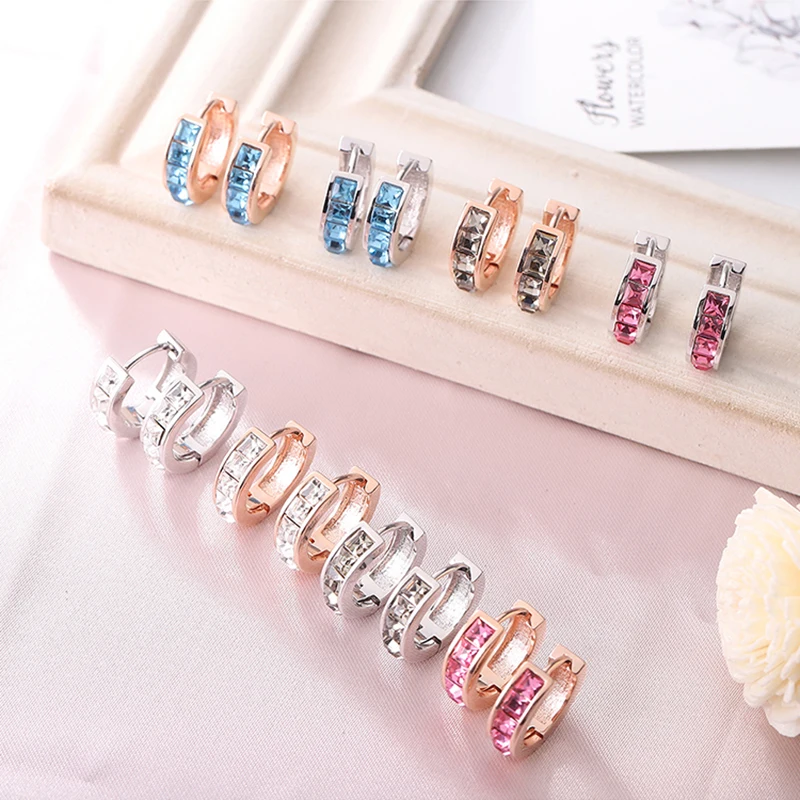 Модные серьги-гвоздики с кристаллами Swarovski-Elements для женщин любовник серебряного