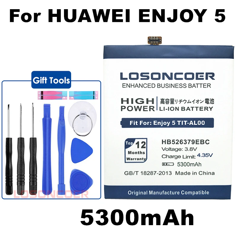 LOSONCOER Топ HB526379EBC 5300 мАч для huawei Ascend Enjoy 5 Enjoy5 TIT AL00 CL10 Honor 4C Pro/Y6 PRO батарея + быстрое