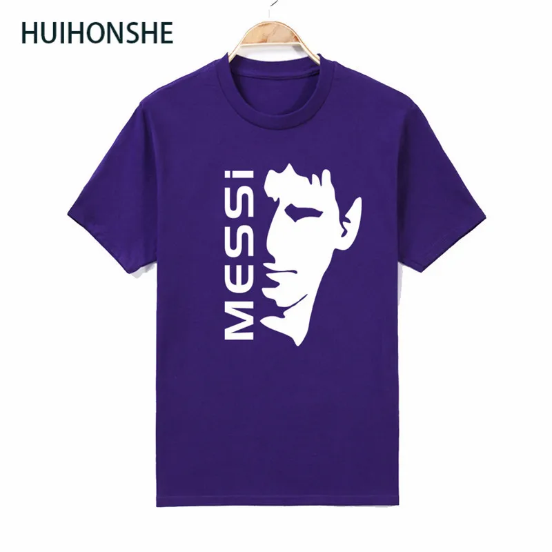 Мужская хлопковая футболка HUIHONSHE летняя повседневная с принтом MESSI в виде героев