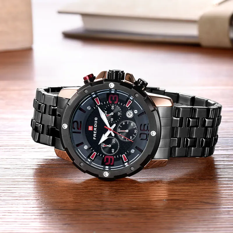 Часы Meteorite мужские из нержавеющей стали спортивные брендовые Роскошные с большим