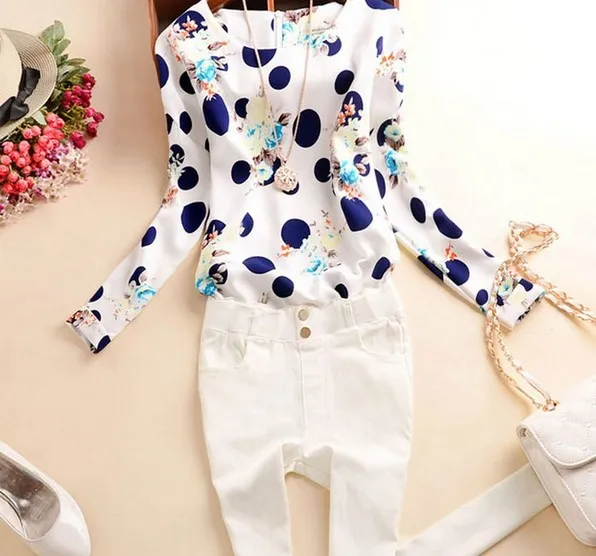 

Camisetas Blusa 2015 New Fashion Women Chiffon Long Sleeve O-Neck Spring Casual Camisetas Blusa Chiffon Tops Blouse Slim Shirts