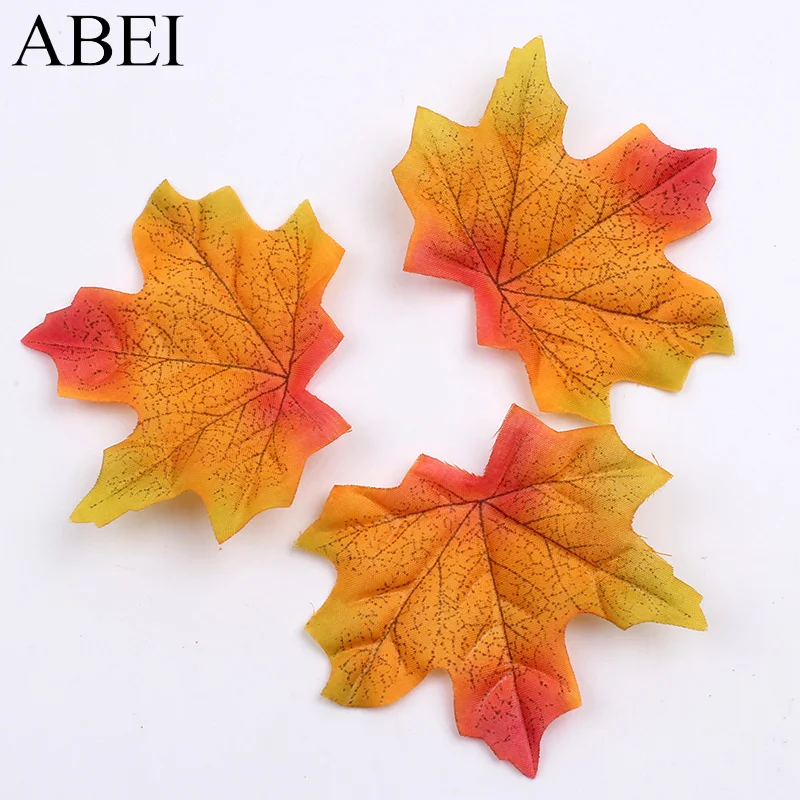100 шт./лот кленовый лист искусственные шелковые цветочные листья на Рождество