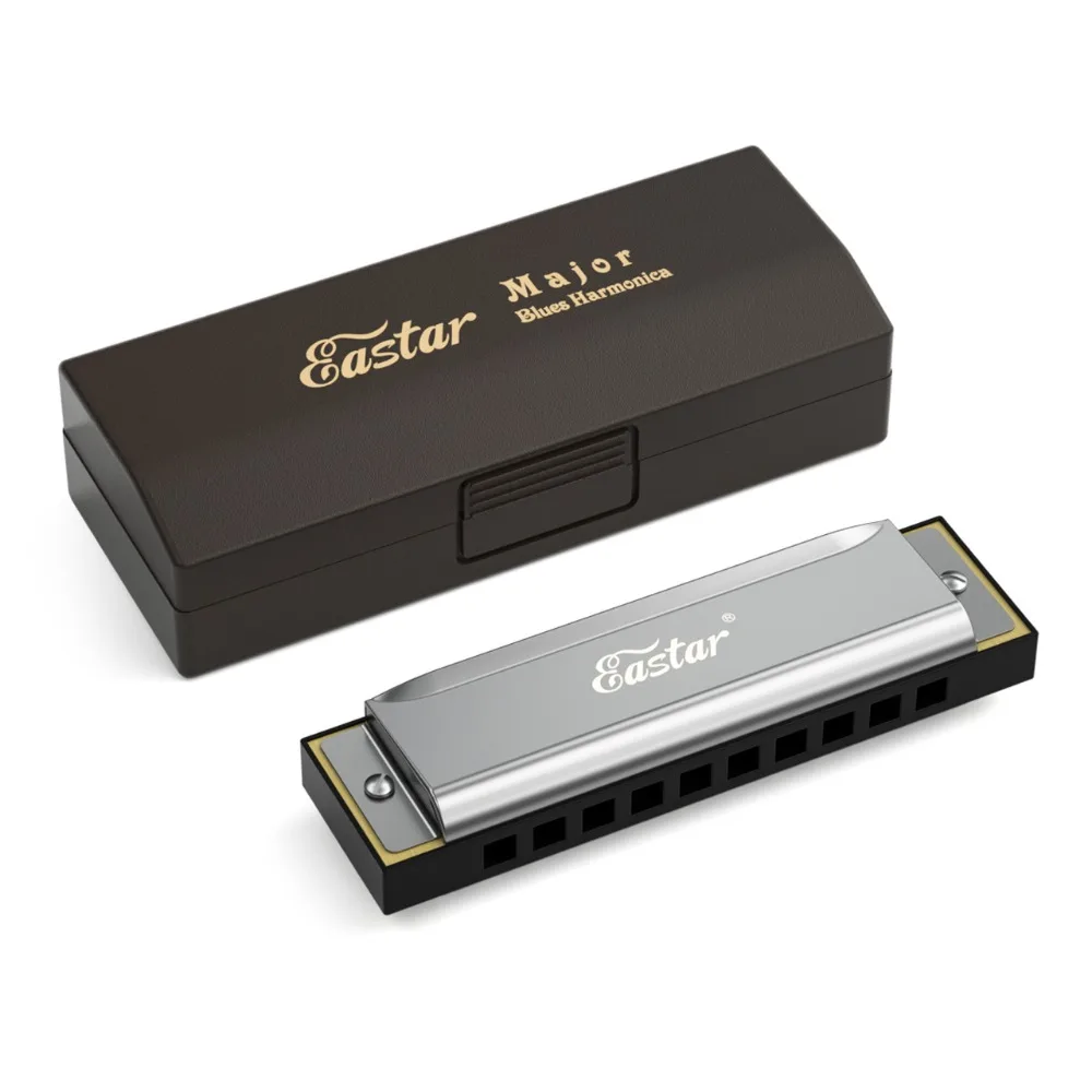 Eastar 10 Hole Blues Harmonica Mouth Organ Diatonic Harf Melodica серебряная крышка Woodwind музыкальный