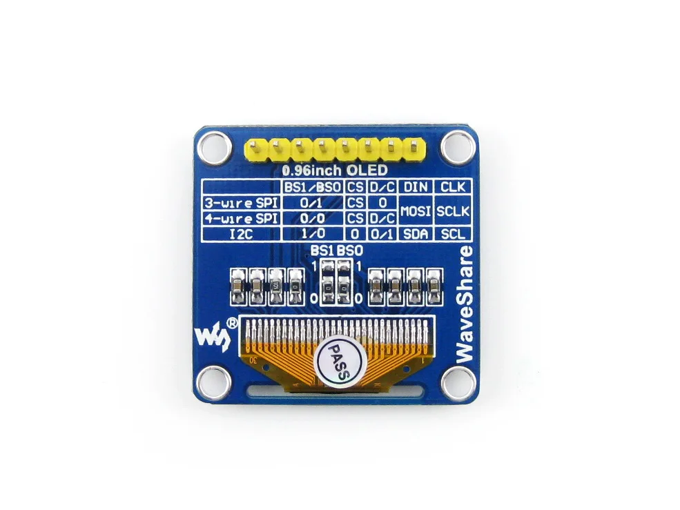 0 96 дюймовый OLED (B) дисплей интерфейсы SPI/I2C вертикальный контактный разъем чип SSD1306