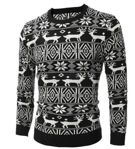 Deer Christmas Sweaters for Man O Neck Casual Pullover Male Sweater Men Jumper Mens Knitwear Sueter Slim Top Winter Sweters