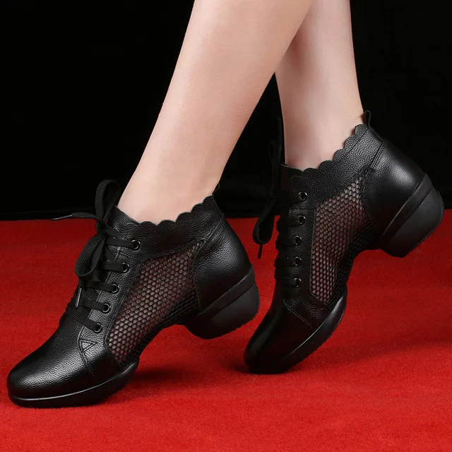 Fitness Dance Shoes Modern Major Women Hollow Holes Leather Dancing Sneaker Square Sports For | Спорт и развлечения