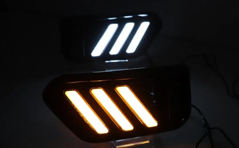 2PCS LED DRL Daytime Running Light Daylights for BMW X1 F48 F49 2016 2017 2018 2019 fog lamp With Yellow Turn Signal style relay |