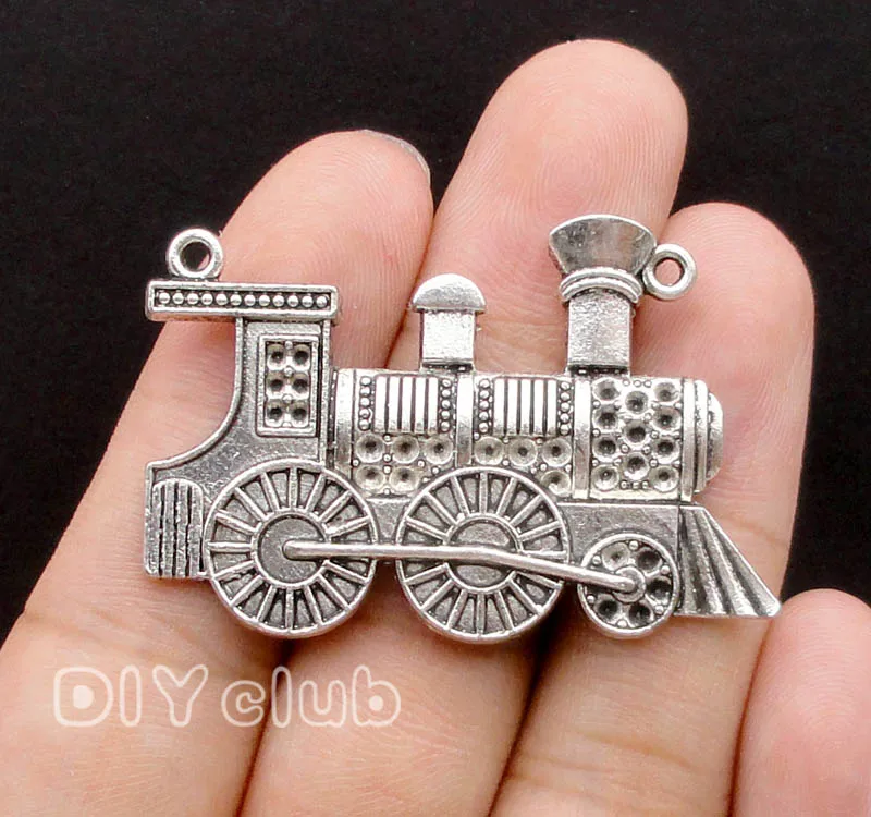 

10pcs-Antique Silver Train Charms Connector 45x31mm