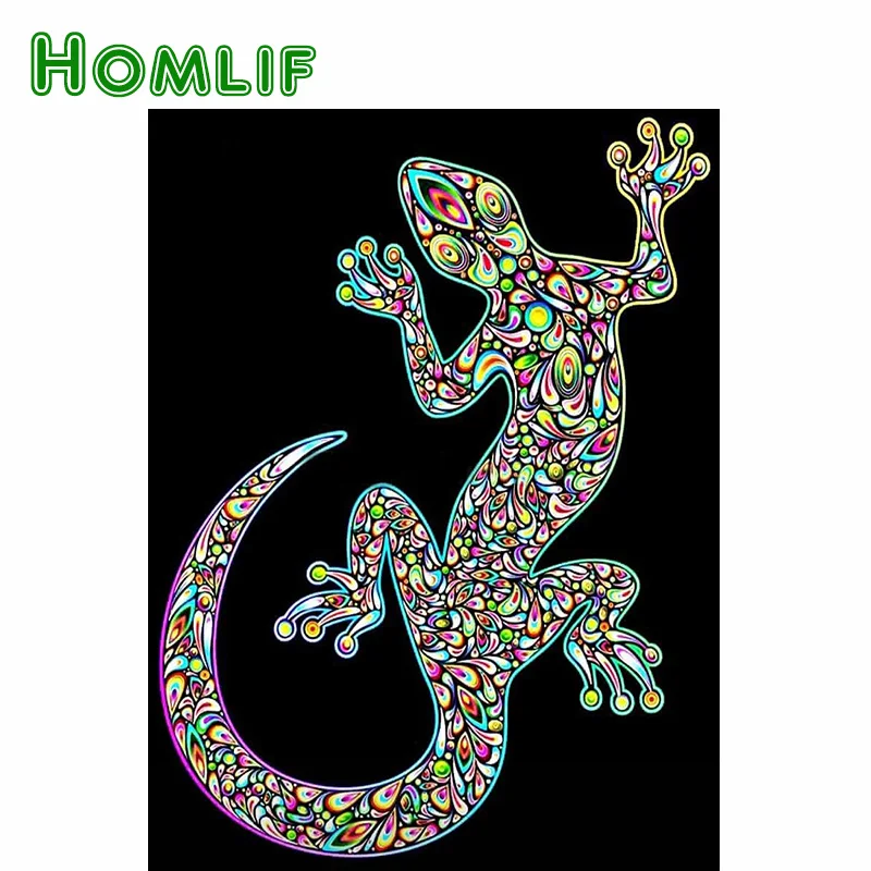HOMLIF 5D алмазная живопись полный квадрат Новое поступление картины Gecko Стразы