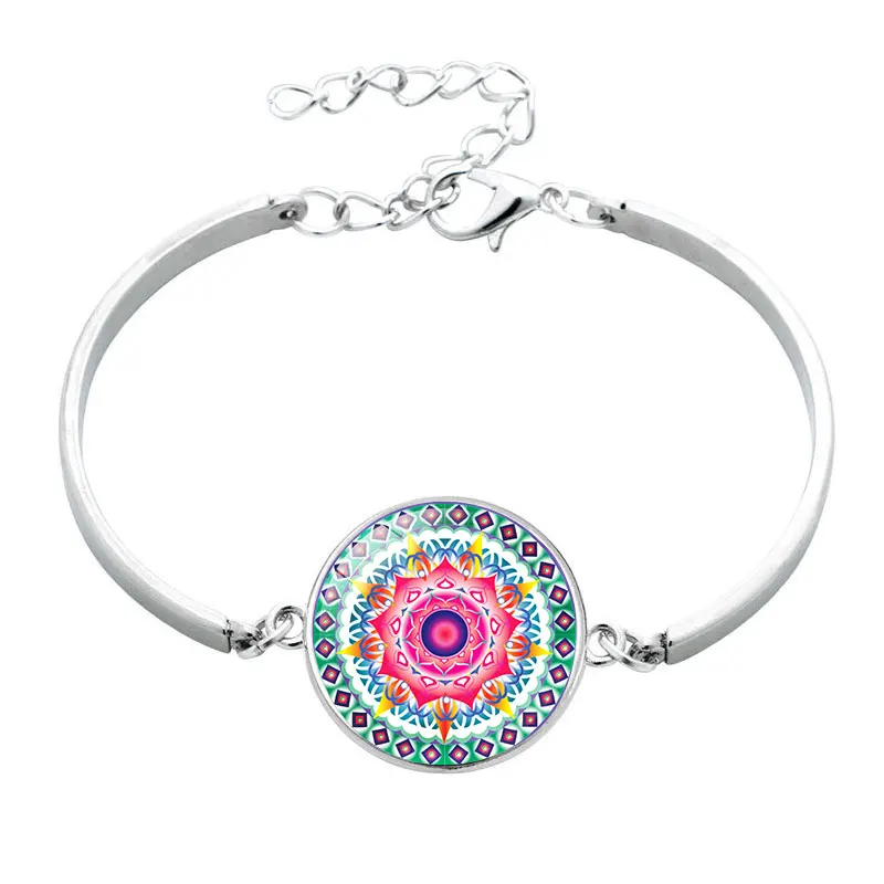 Классический цветок мандалы буддистский символ ом дзен изображение стеклянный