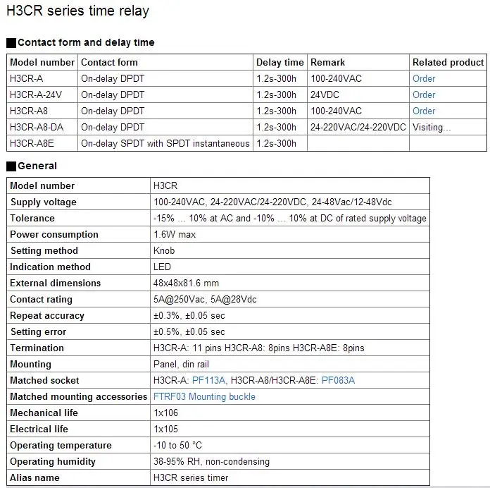 24-220VAC/DC H3CR-A8 реле времени 1,2 s до 300 см х 50/60Hz 8PIN с базой Мощность включения и выключения задержка цикла реле времени