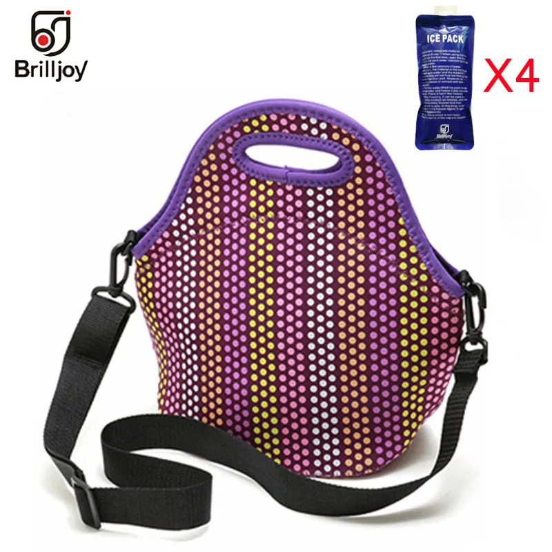 Lunch cooler bag Dot Brilljoy портативный неопреновый мешок для завтрака сохраняющая тепло для еды на пикник сумки для ланча для детей женщин Ланчбокс сумка для хранения со льдом - Цвет: Lunch cooler bag Dot