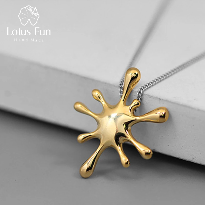 Lotus Fun Настоящее серебро 925 проба Натуральный творческий ручной дизайнер ювелирные украшения брызг металлический кулон без цепочки и ожерелья