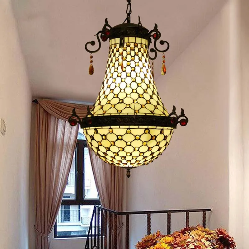 Подвесной светильник FUMAT с витражными вставками Luminaria Lustre Hanglamp Белый Черный