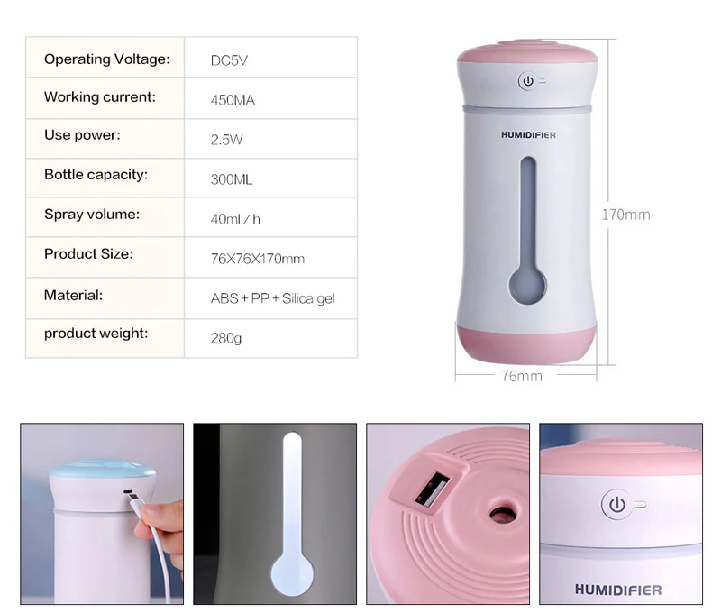 3 в 1 Cup Humidifier для дома светодиодный ночной Светильник USB вентилятор эфирных масел, аэрозольный распылитель освежителя воздуха туман, тем самым позволяя зернам раскрыться