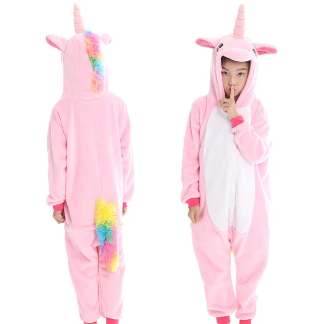 Kigurumi/пижамы с единорогом детские пижамы для мальчиков и девочек, фланелевые детские пижамы, комплект одежды для сна с животными зимние комбинезоны для детей от 4 до 12 лет - Цвет: Tenma 2