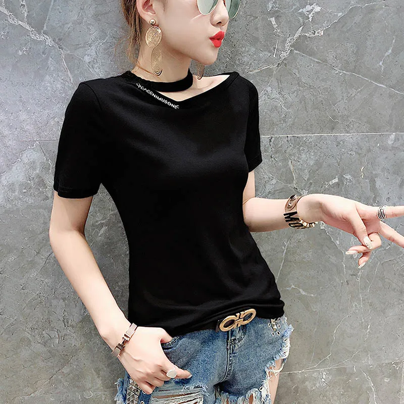 2019 футболка женская мода лето новая плечо сексуальная повседневная femme poleras mujer