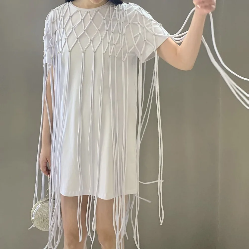 Cakucool/летнее платье с короткими рукавами облегающее Повседневное кисточками