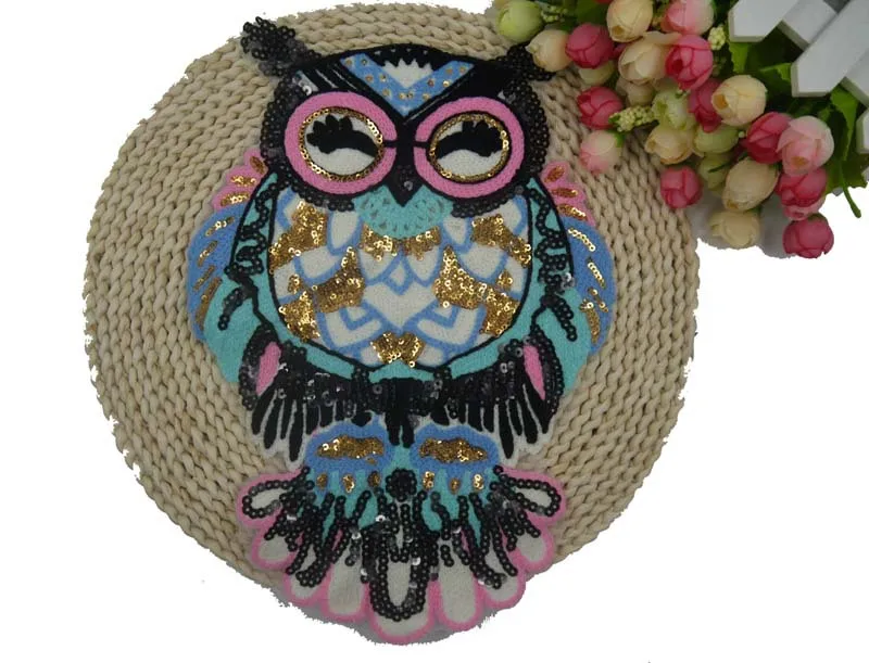 С милой совой Вышитые заплаты для одежды с блестками справиться одеждой DIY мотив