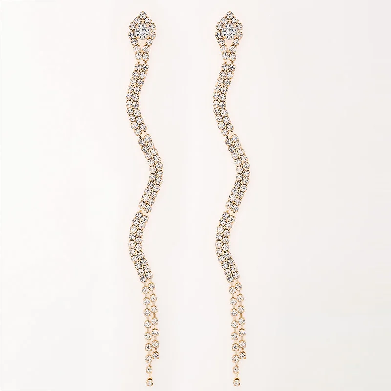 YFJEWE элегантные длинные серьги в форме змеи с кристаллами для женщин ювелирные