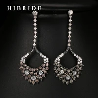 black gun plated dangle earrings for woman trendy rhinestone crystal woman earrings jewelry for party gifts hibride e 243