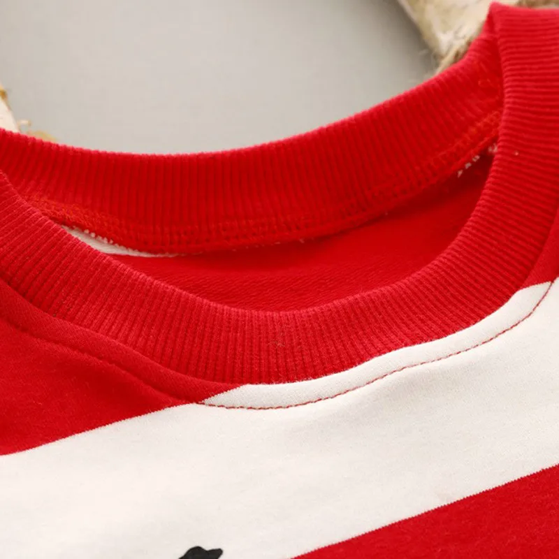1st Baby Boy Clothing Set 2018 Autumn Long-sleeved O-Neck Fashion Style Cotton Cartoon Image Stripes Children's Clothes Suit k1 |