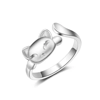 silver ring hot sell fashion new little cat design 925 sterling silver adjustable size rings for women girls jewelry gift