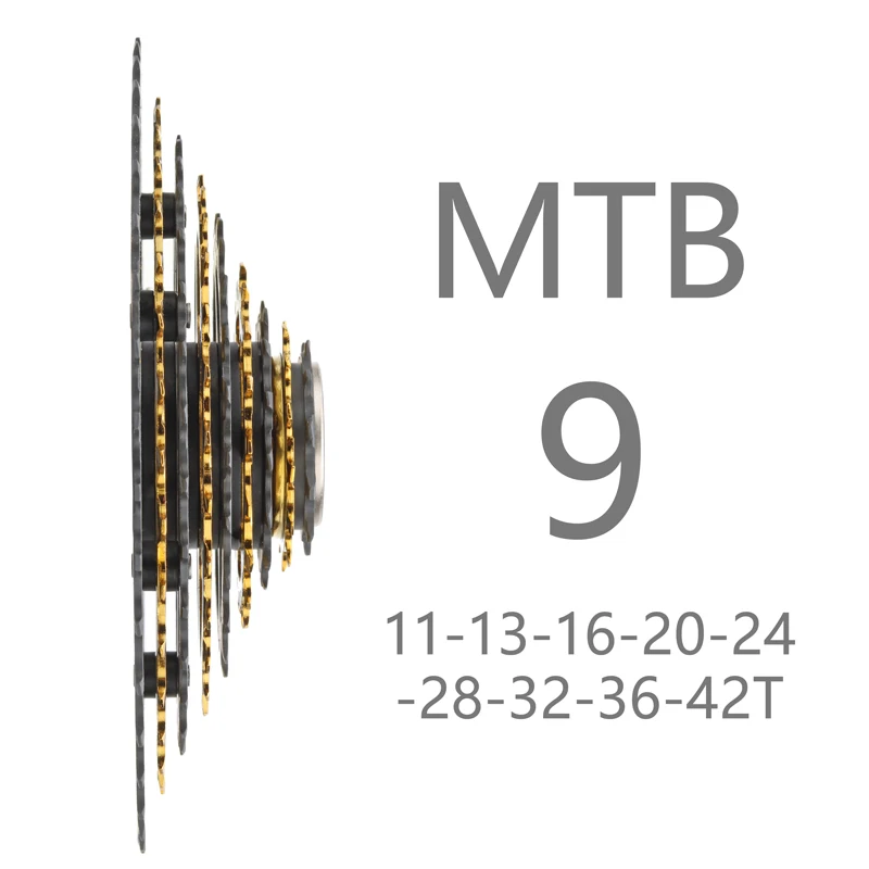 Bolany 9 скоростей 11-42T велосипедные кассеты Золотое колесо свободного хода MTB Звездочка Cdg Cog 42T 9S 27s для аксессуаров запчасти