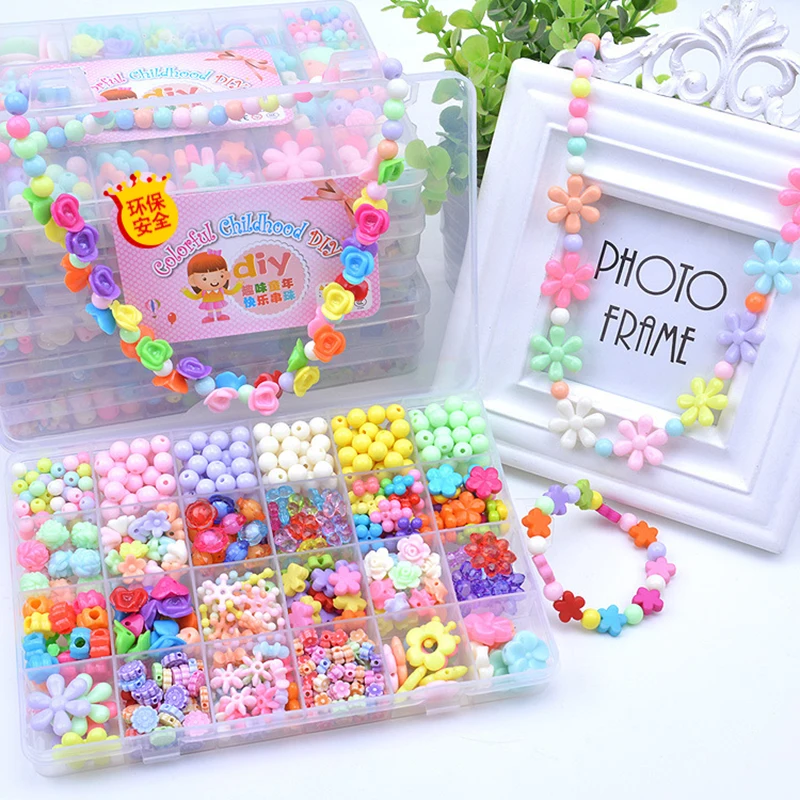 

Diy бусы, игрушки для детей, ожерелья ручной работы, браслеты, ювелирные изделия, набор бусин для девочек, развивающие игрушки hacer pulseras nina