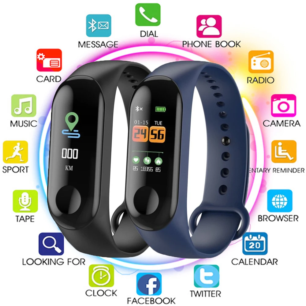 Умный Браслет M3 фитнес-трекер Шагомер кровяное давление монитор сердечного