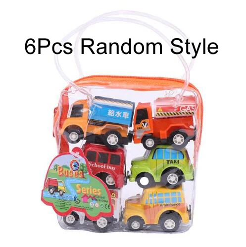 6pcs with bag 12 шт./6 шт., игрушки для автомобиля, детский гоночный автомобиль, детские мини-машинки, мультипликационный автомобиль, автобус, грузовик, детские игрушки, подарок для мальчика, GYH - Цвет: 6pcs with bag