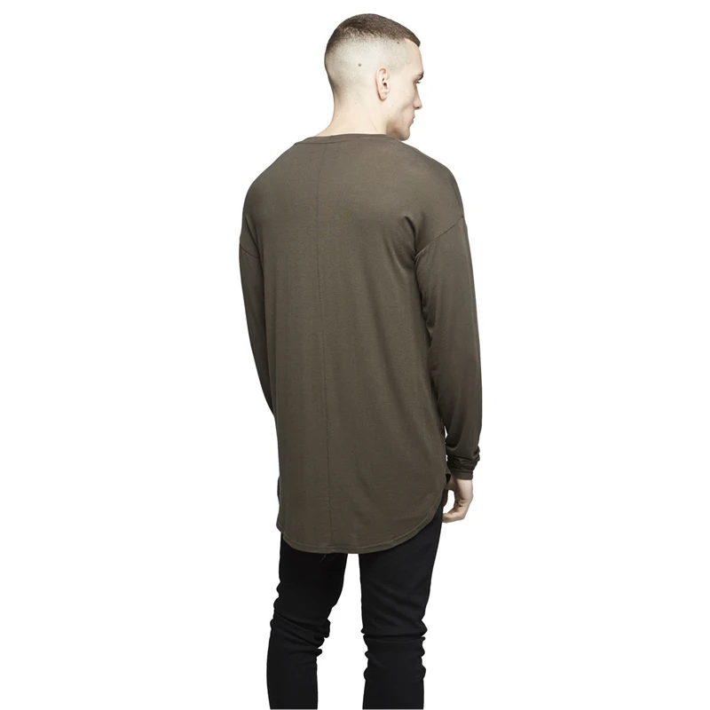 Новые осенние мужские футболки с удлиненной пуговицей брендовая одежда длинным