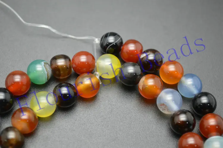 4mm~12mm Natural Mix Red Black Green Gray Color Agate Smooth Stone Round Loose Beads | Украшения и аксессуары