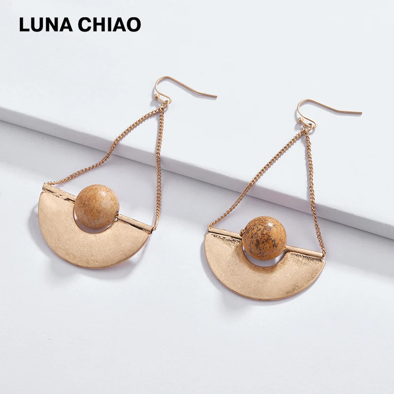 Женские полукруглые серьги подвески LUNA CHIAO модные висячие из натурального белого