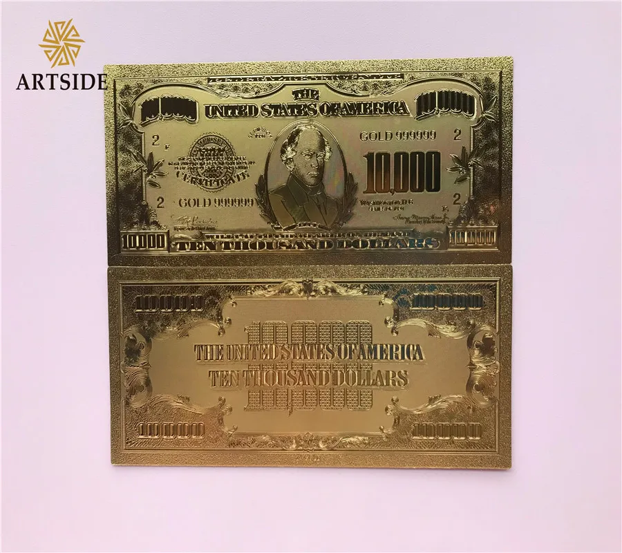 10 упаковок 24kt Позолоченные купюры США/банкноты US $10000 доллар Бумажные деньги