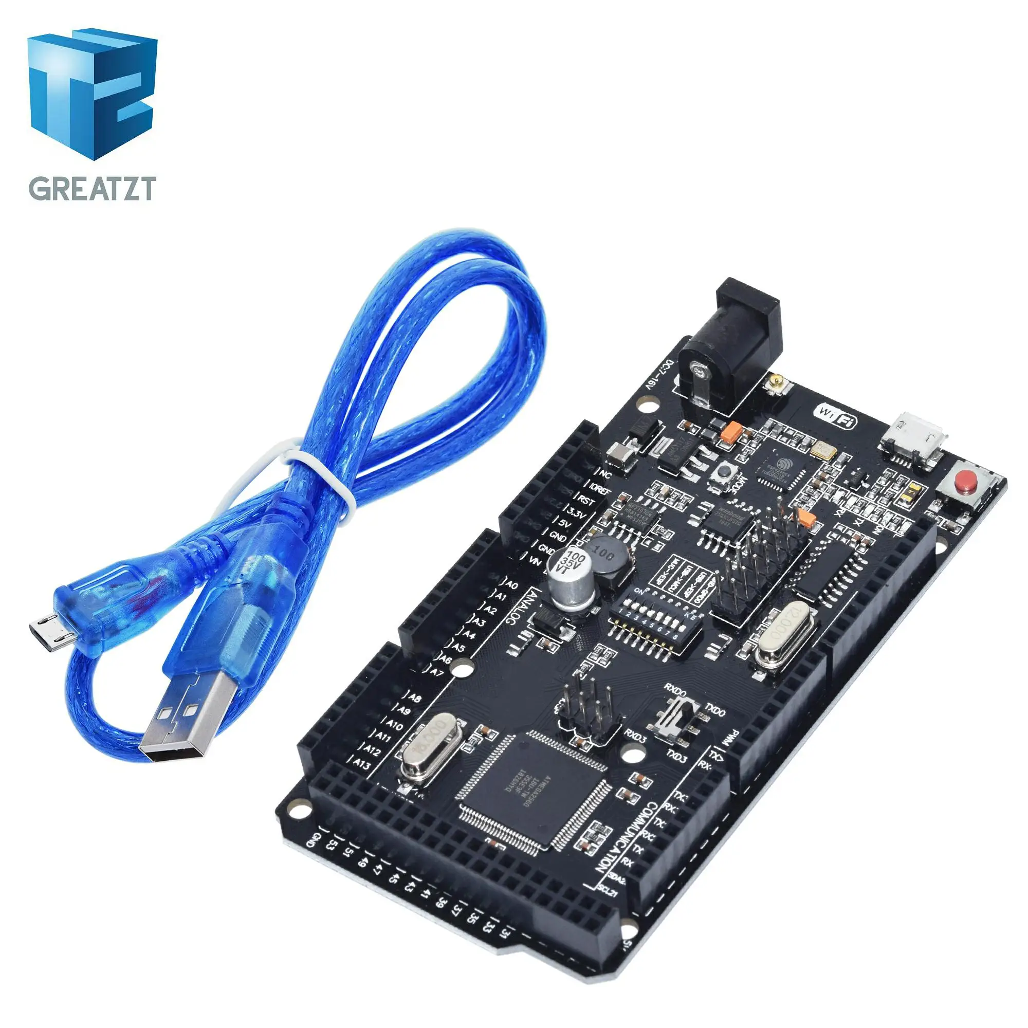 GREATZT Мега + WiFi R3 ATmega2560 ESP8266 32M памяти USB TTL CH340G совместимый для Arduino Mega NodeMCU