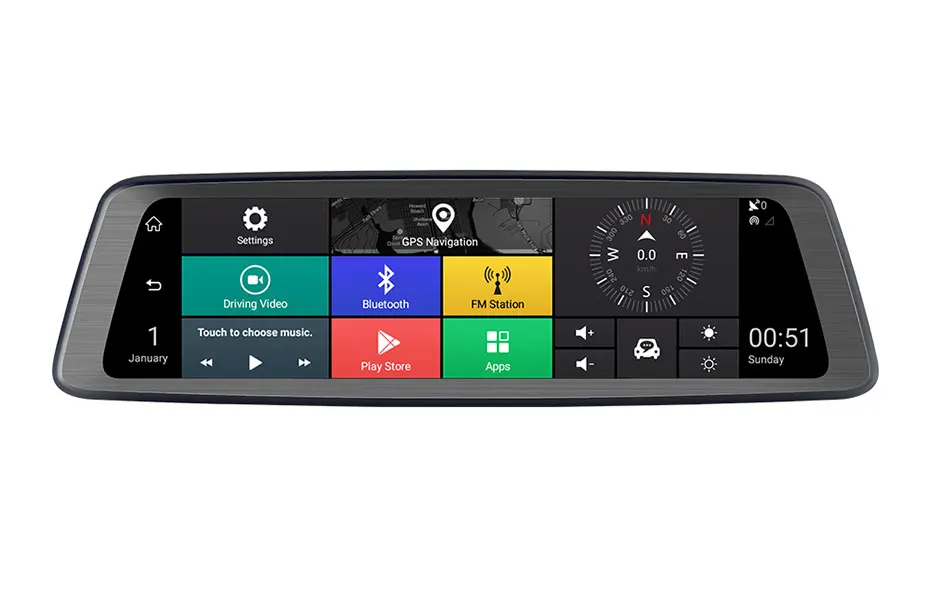 Olysine 4CH объектив камеры Android автомобильный видеорегистратор 1" сенсорный gps Navi Dash Cam 2 ГБ+ 32 ГБ ADAS wifi зеркало заднего вида dvr привод видео рекордер