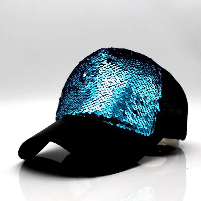 Летние женские бейсболки с блестками бейсболка сеточкой и регулируемым ремешком