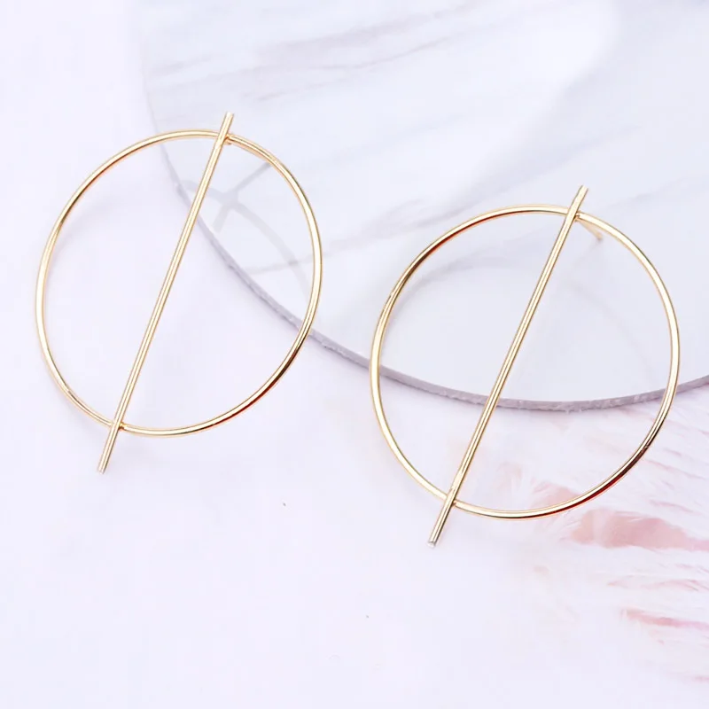 ES2171 Big Circle Stud Earrings For Women Geometric Brincos Bijoux boucle d'oreille Gold Color Fashion Jewelry Earring 2019 NEW |
