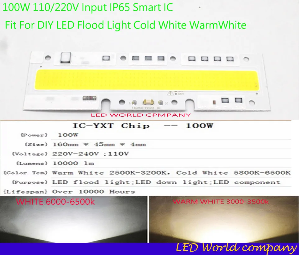 Светодиодная лампа COB 30 Вт 50 70 100 150 220 В вход IP65 Smart IC подходит для DIY LED прожектор