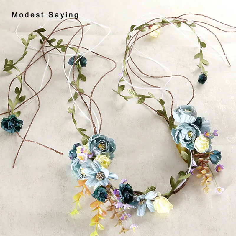 Женский свадебный венок с синими цветами аксессуар 2018|wedding accessories|wreath weddingheadpiece