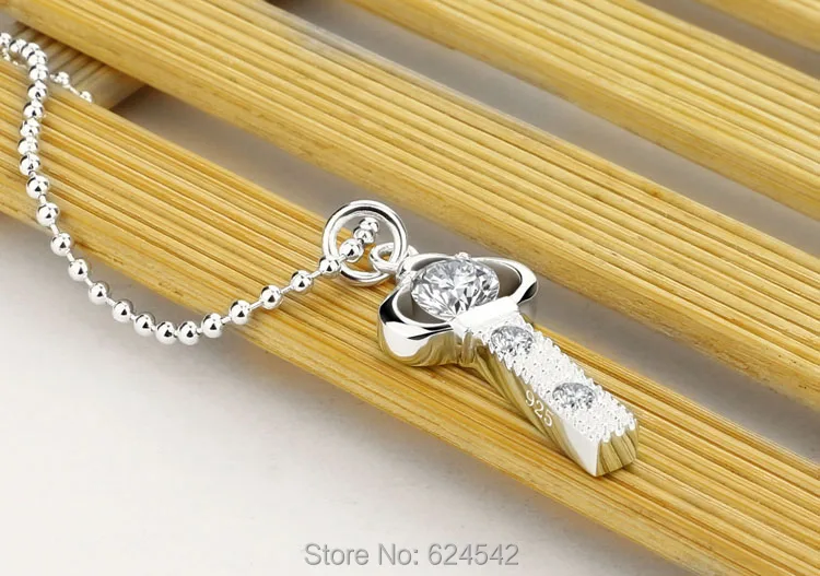 Ожерелье из стерлингового серебра 925 пробы Женская цепочка для свитера. Брелок