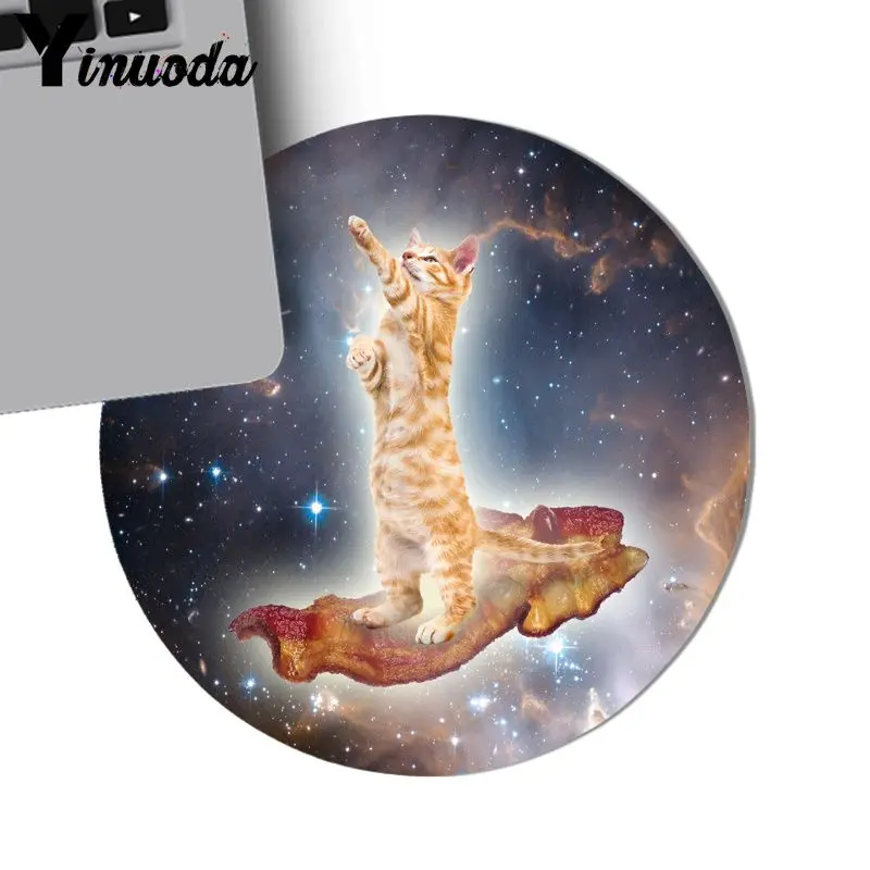 22x22cm Yinuoda красивые анимэ Забавные милые космические кошки коврики для мыши геймерские игровые коврики для мыши дешевый круглый игровой коврик для мыши геймера - Цвет: 22x22cm