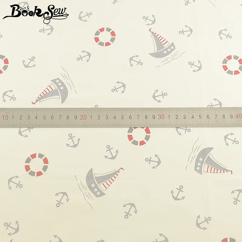 Материал для платья Booksew 100% хлопок Telas Tecido Печатный белый морской якорь лоскутное