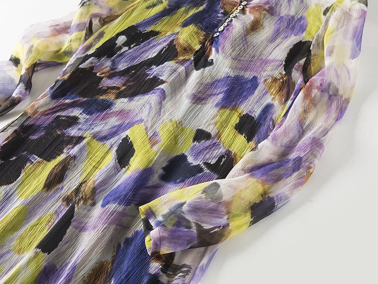 Женское платье из натурального шелка с принтом свободное цельное 2017 тутового