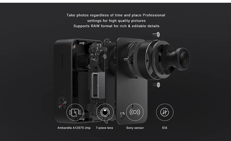 Экшн-камера Xiao mi jia mi 4 K/30FPS Ambarella A12S75 Smart mi ni Sports Cam EIS WiFi 2," с сенсорным экраном видеокамера
