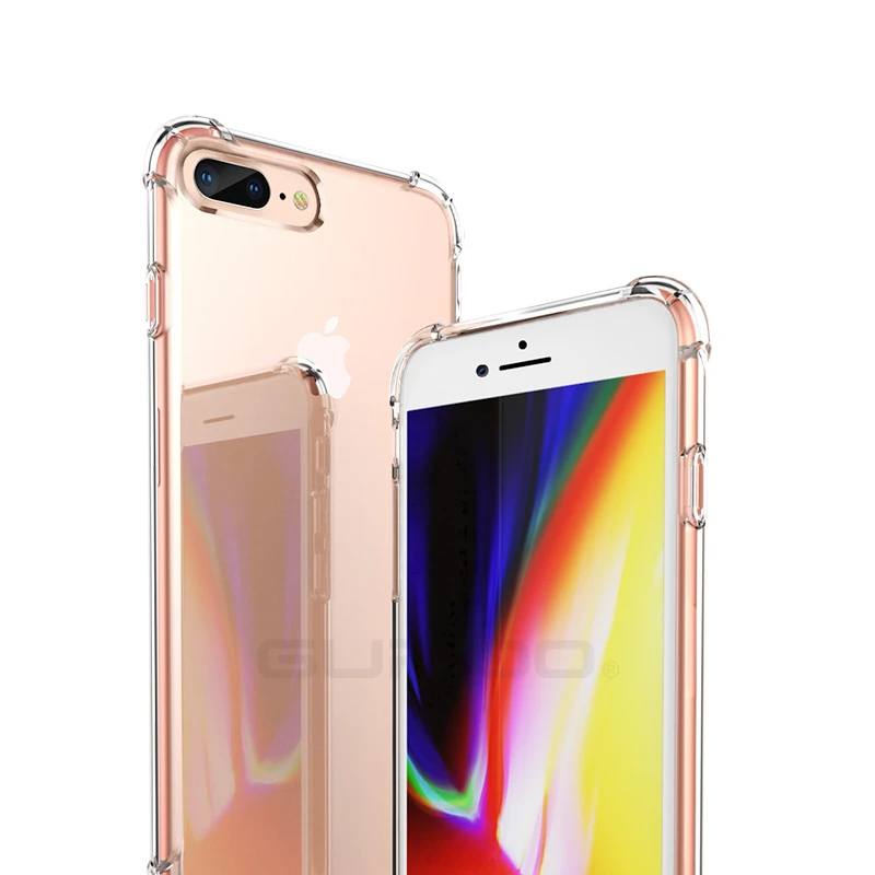 GURIOO For iPhone 8 7 6 6s Plus Crystal Clear Shock Absorption Flexible Silicone TPU Case Anti-Scratch Slim Protective Cover |