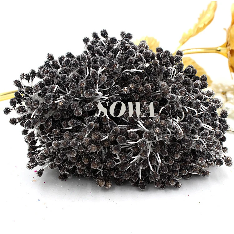 

Free Shipping Size 5mm Head Grey Black Round Glass Eco-friendly Flower Stamen Cake Decoration And DIY Pistil Stamen(820pcs/Lot )