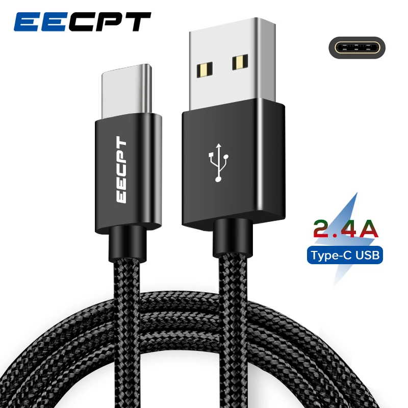 Кабель EECPT USB Type-C для Xiaomi Redmi Note 7 быстрая зарядка шнур мобильный телефон кабель