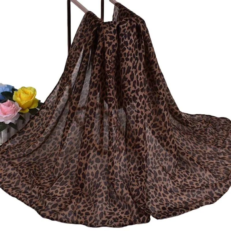 Женский шифоновый шарф с леопардовым принтом маленький шелковый повязка на